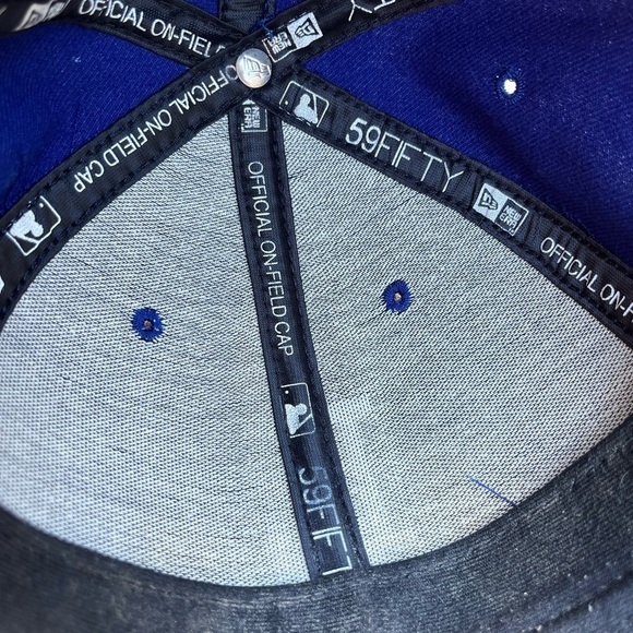Los Angeles Dodgers Men's New Era 59Fifty Blue Fitted Cap 7 5/8 MLB Baseball LA - Picture 13 of 14